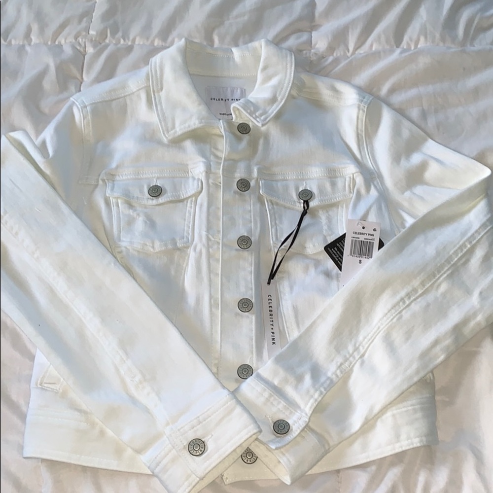 Celebrity Pink white denim jacket